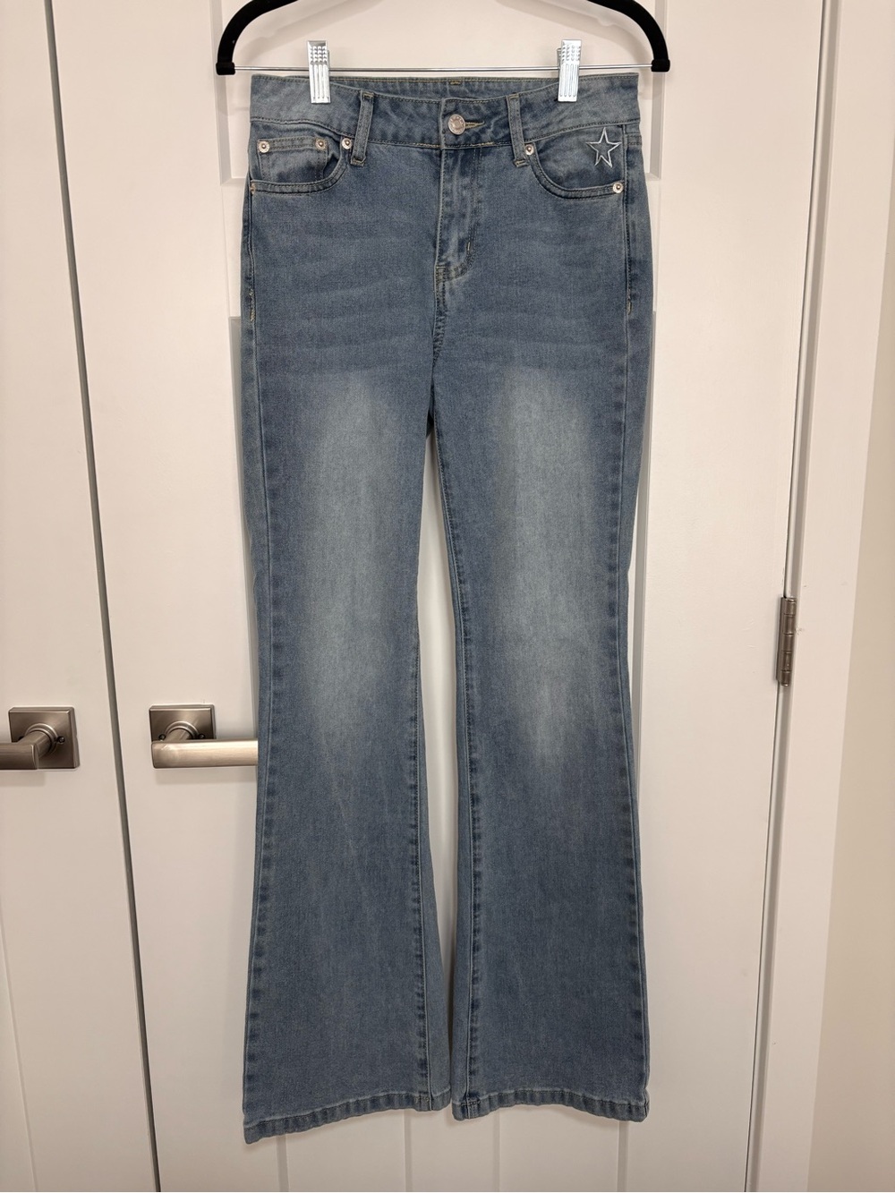 J for Justify Light Blue Flare Jeans with Star Accent